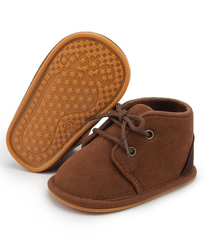 Baby Lace Up Suede Loafers Coffee Brown