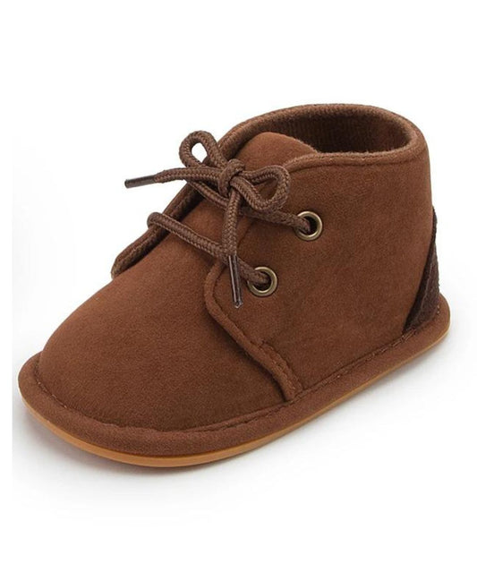 Baby Lace Up Suede Loafers Coffee Brown