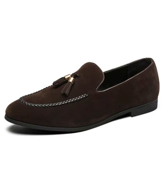 Men’s Tassel Suede Loafers Coffee Brown