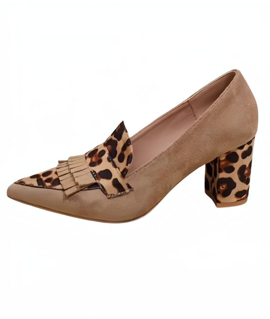 Women’s Heeled Suede Loafers Sand Beige
