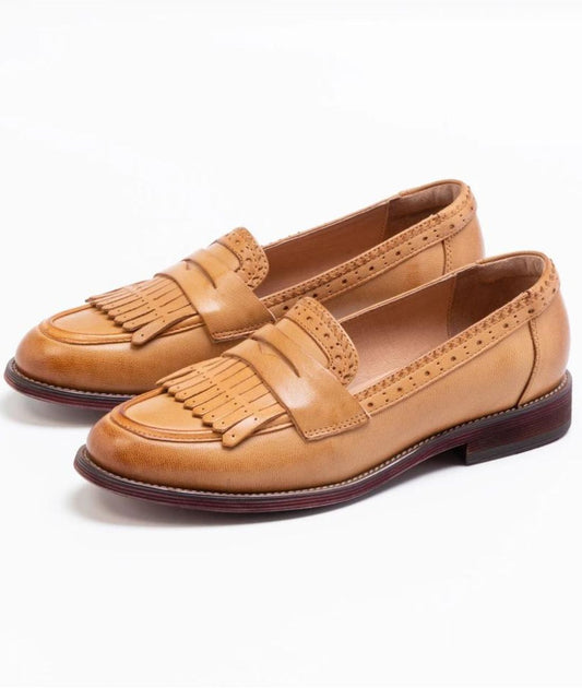 Men’s Platform Leather Loafers Camel