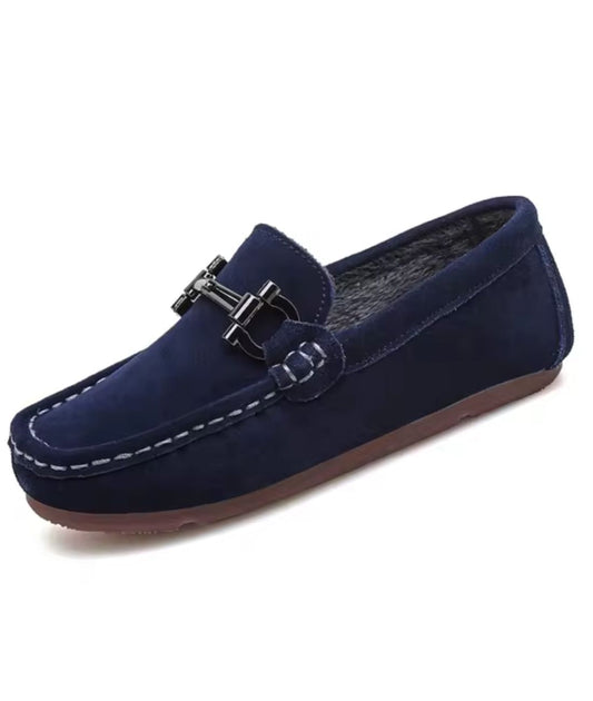 Men’s Slip On Patent Leather Loafers Navy