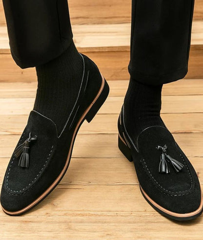 Men’s Tassel Suede Loafers Deep Black