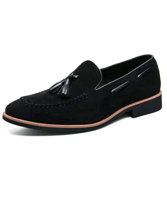 Men’s Tassel Suede Loafers Deep Black