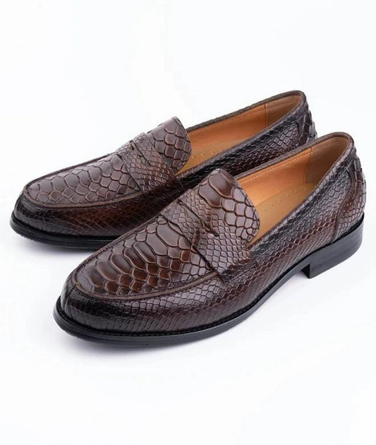 Men’s Slip On Patent Leather Loafers Coffee Brown