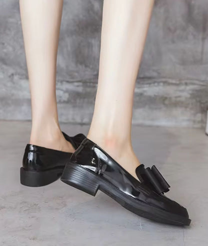 Women’s Slip On Patent Leather Loafers Deep Black