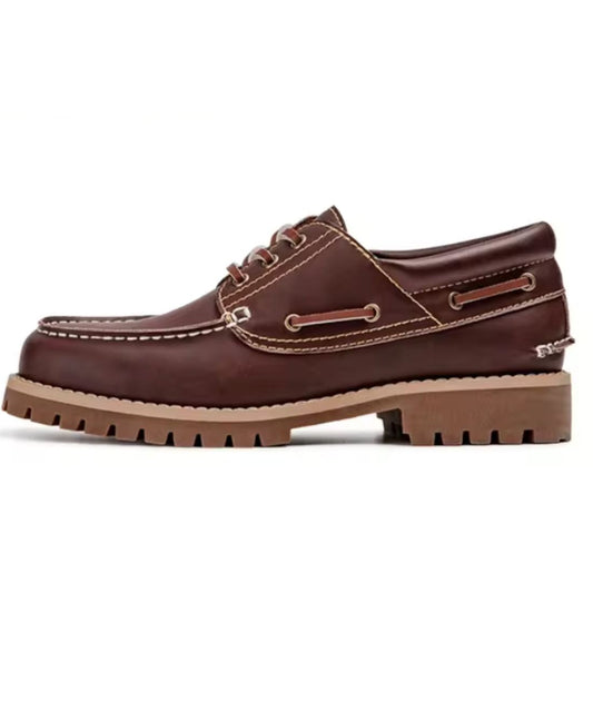 Men’s Platform Leather Loafers Coffee Brown