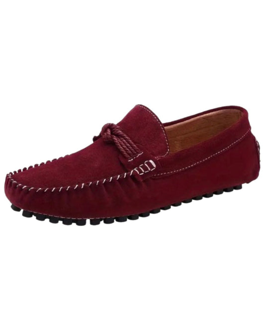 Men’s Slip On Patent Leather Loafers Burgundy