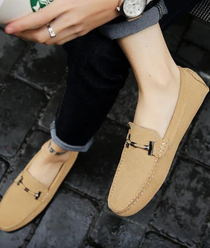 Men’s Driving Suede Loafers Sand Beige