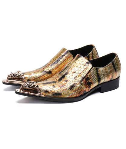 Men’s Slip On Patent Leather Loafers Coffee Brown