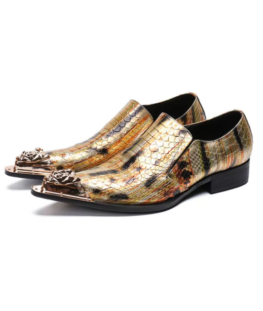 Men’s Slip On Patent Leather Loafers Coffee Brown