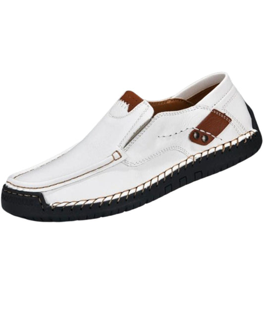 Men’s Slip On Patent Leather Loafers Off White