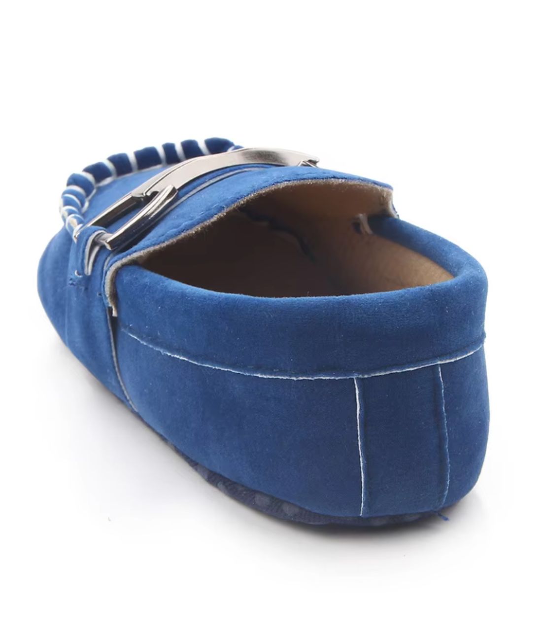 Baby Round Toe Slip On Suede Loafers Blue