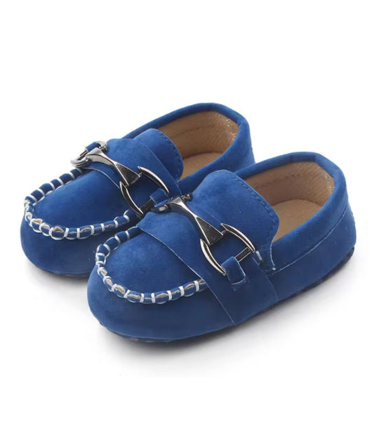 Baby Round Toe Slip On Suede Loafers Blue