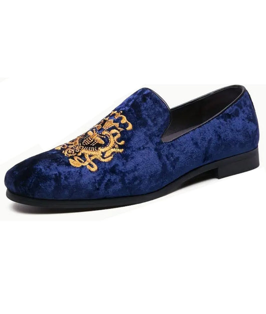Men’s Platform Patent Leather Loafers Blue