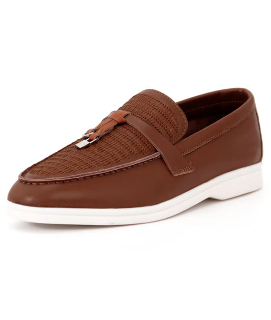 Men’s Tassel Leather Loafers Coffee Brown
