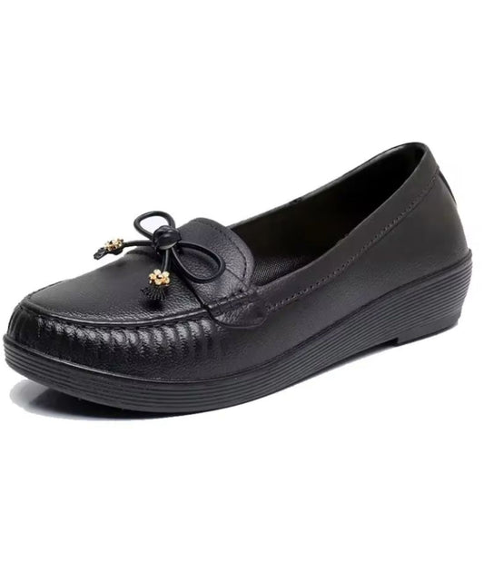 Women’s Slip On Leather Loafers Deep Black