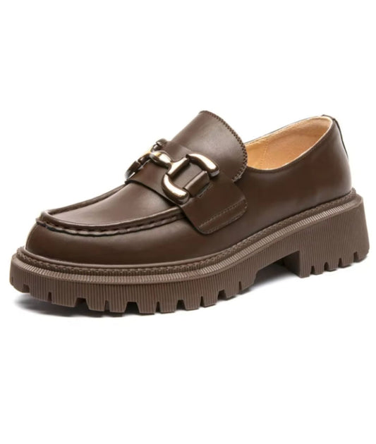 Women’s Slip On Patent Leather Loafers Cognac Brown