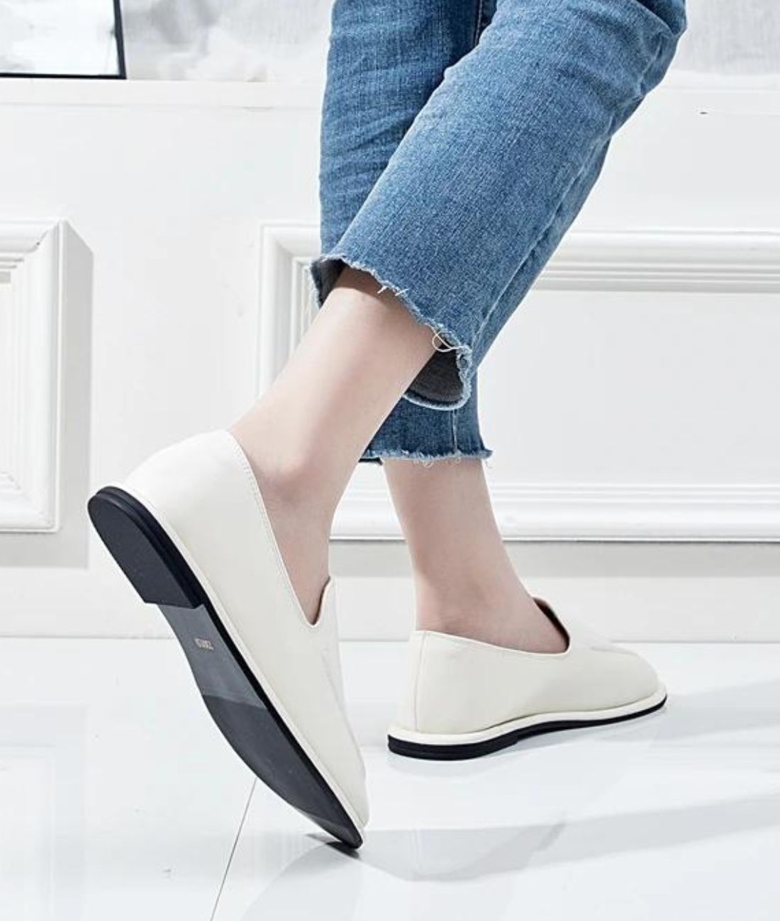 Women’s Slip On Patent Leather Loafers Off White