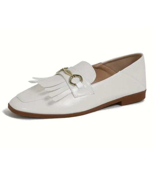 Women’s Tassel Leather Loafers Off White
