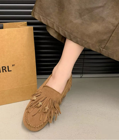 Women’s Tassel Suede Loafers Camel