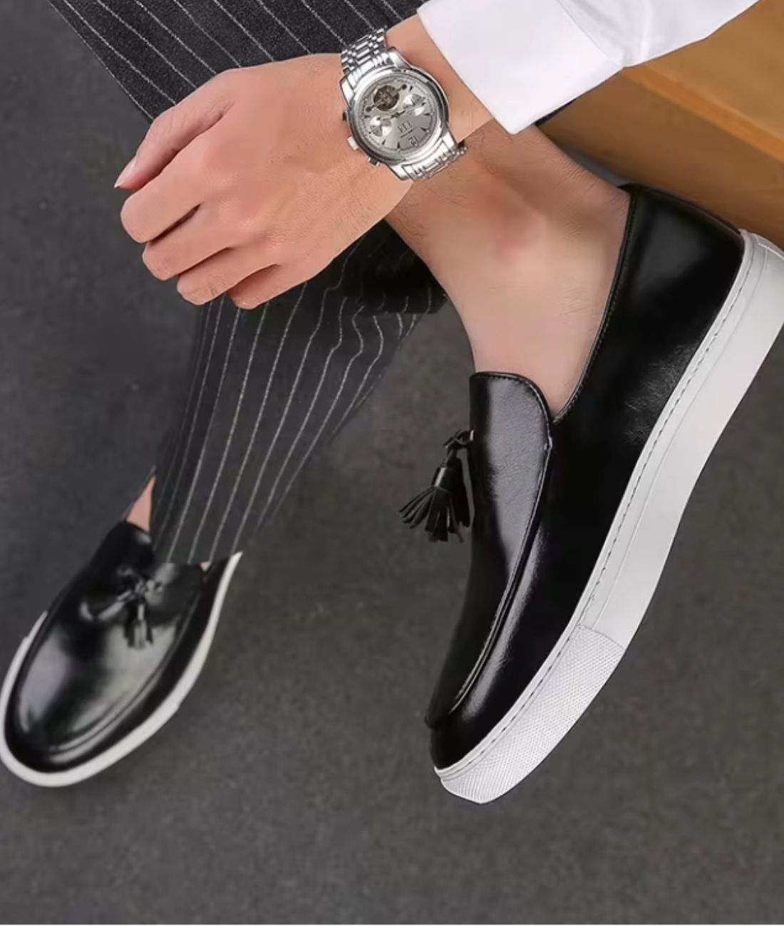 Men’s Tassel Suede Loafers Deep Black