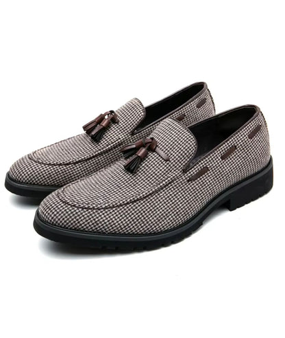 Men’s Tassel Patent Leather Loafers Coffee Brown