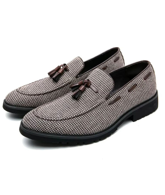 Men’s Tassel Patent Leather Loafers Coffee Brown