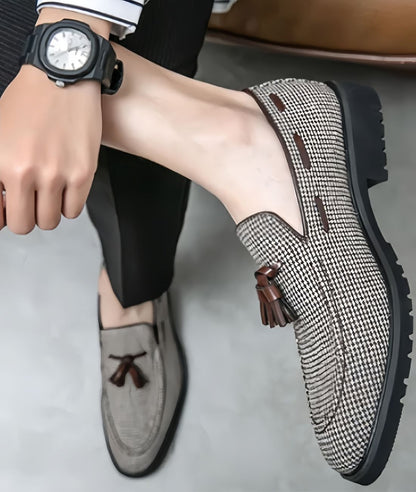 Men’s Tassel Patent Leather Loafers Coffee Brown