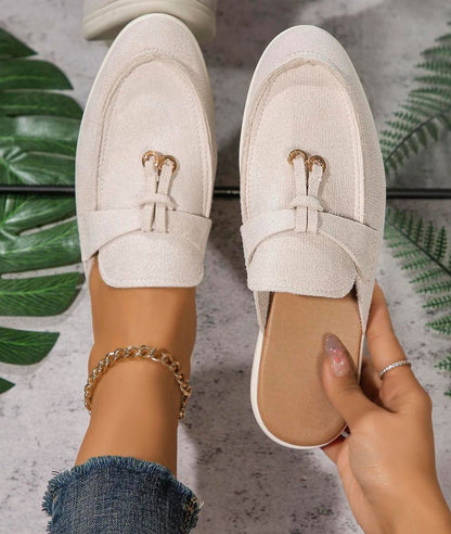 Women’s Mules Patent Leather Loafers Sand Beige