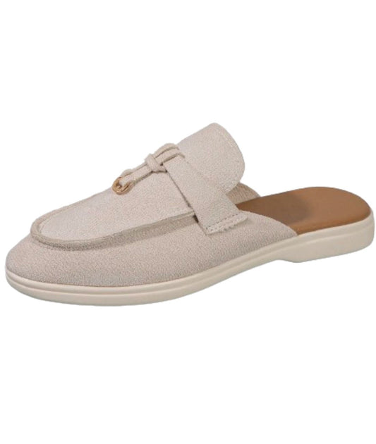 Women’s Mules Patent Leather Loafers Sand Beige