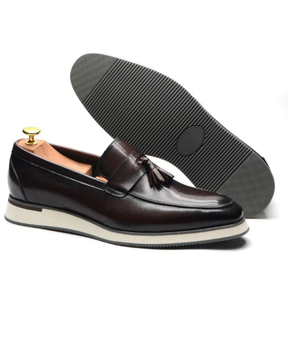 Women’s Tassel Leather Loafers Coffee Brown
