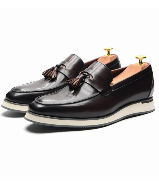 Women’s Tassel Leather Loafers Coffee Brown
