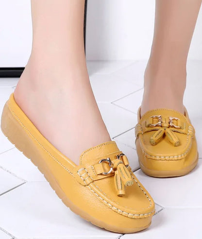 Women’s Tassel Patent Leather Loafers Sand Beige