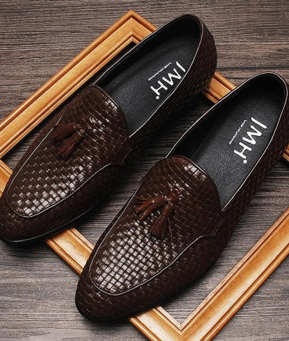 Men’s Tassel Suede Loafers Coffee Brown