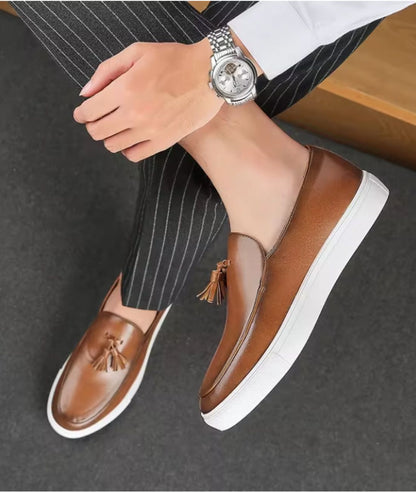 Men’s Tassel Suede Loafers Coffee Brown