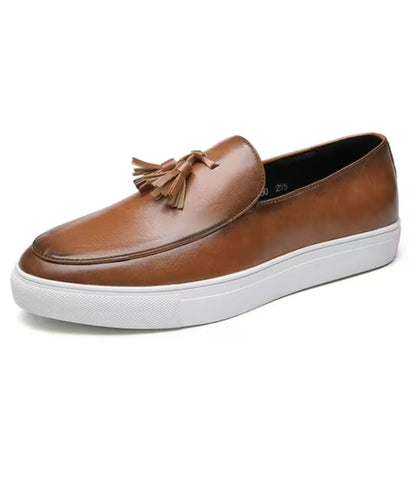 Men’s Tassel Suede Loafers Coffee Brown