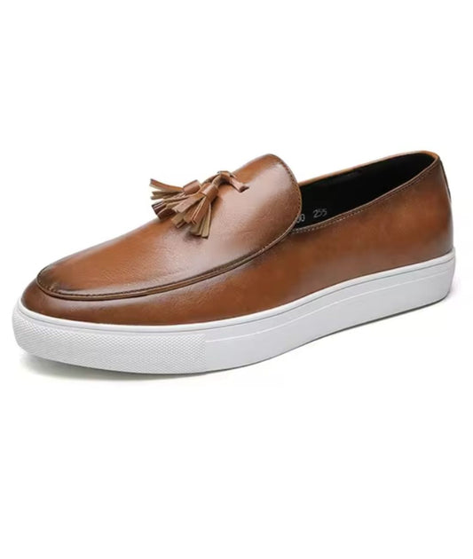 Men’s Tassel Suede Loafers Coffee Brown