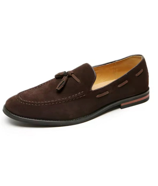 Men’s Tassel Suede Loafers Coffee Brown