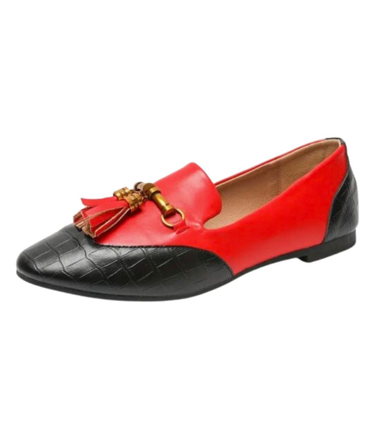 Women’s Tassel Round Toe Patent Leather Loafers Deep Black