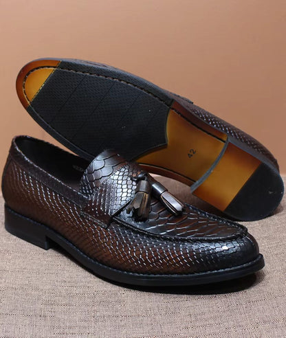 Men’s Tassel Suede Loafers Coffee Brown