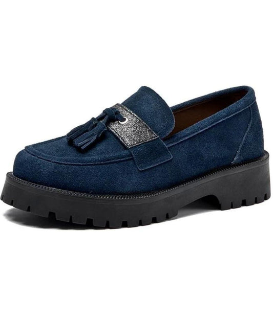 Women’s Tassel Suede Loafers Navy