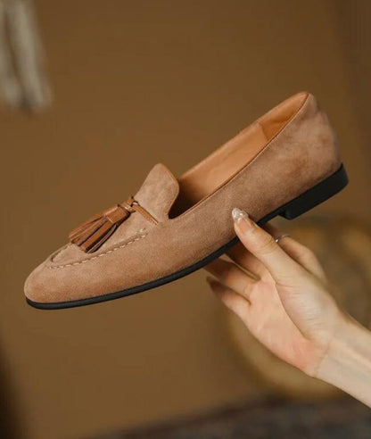 Men’s Tassel Suede Loafers Coffee Brown