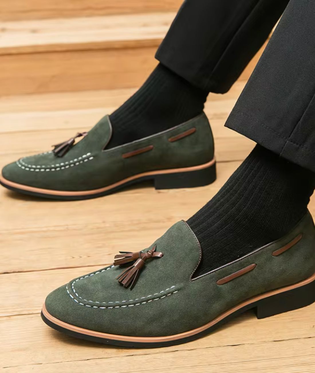 Men’s Tassel Suede Loafers Navy