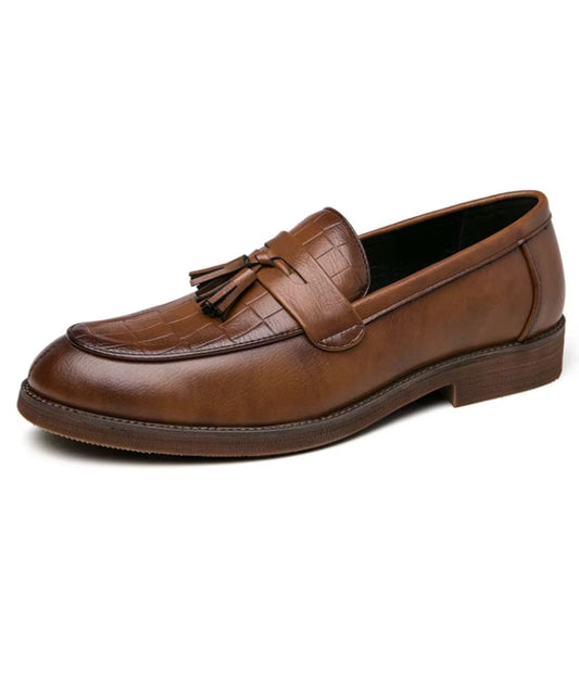 Men’s Slip On Patent Leather Loafers Coffee Brown