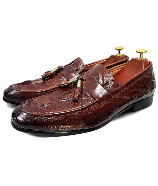 Men’s Tassel Suede Loafers Coffee Brown