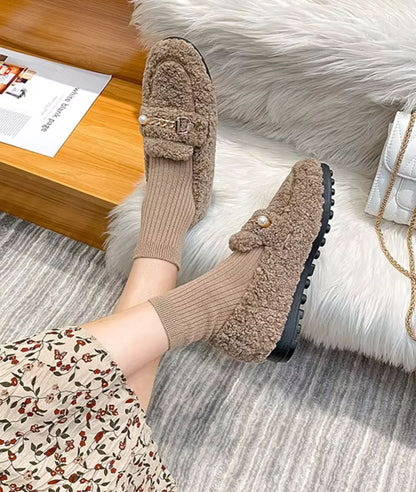 Women’s Slip On Patent Leather Loafers Sand Beige