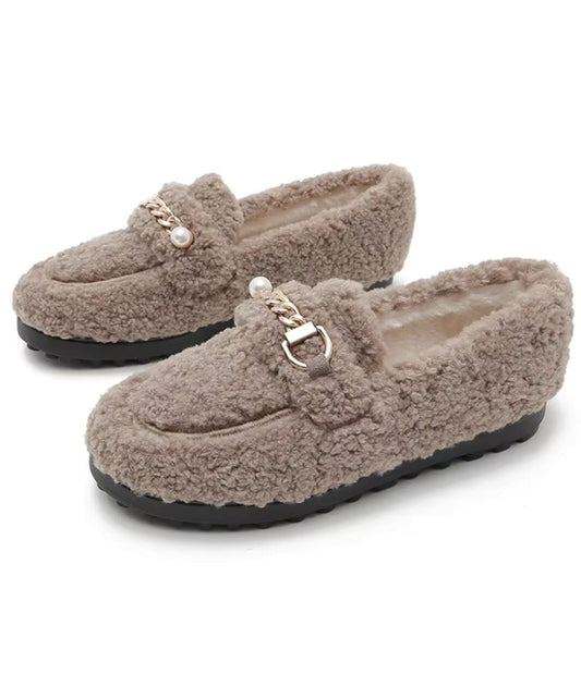 Women’s Slip On Patent Leather Loafers Sand Beige