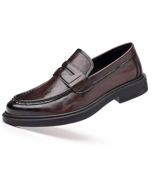 Men’s Penny Patent Leather Loafers Cognac Brown
