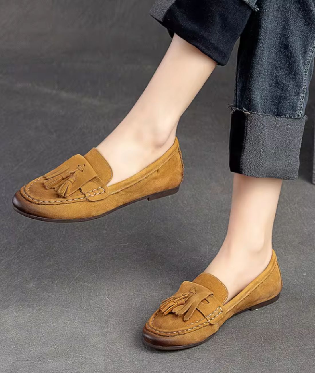 Men’s Tassel Suede Loafers Camel